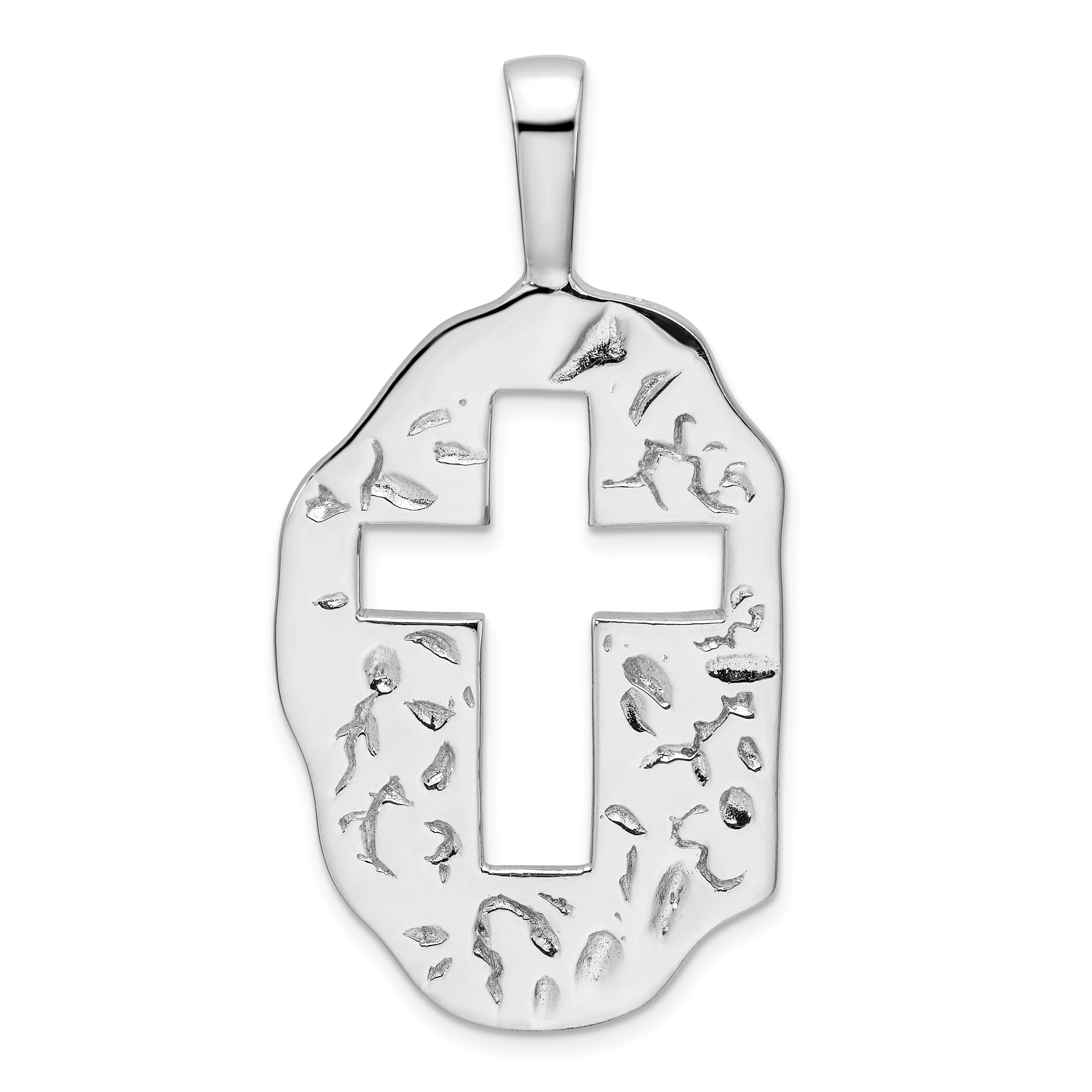 Sterling Silver Rhodium-plated Cut Out Cross Reversible Pendant Main image