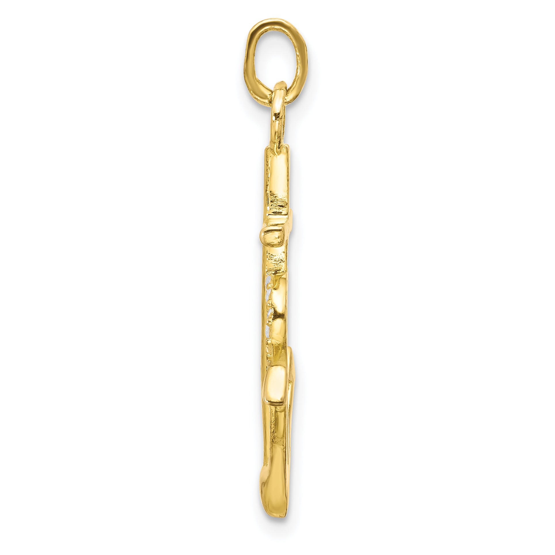 Sterling Silver Gold-tone Cross CZ Heart Anchor Pendant Secondary image