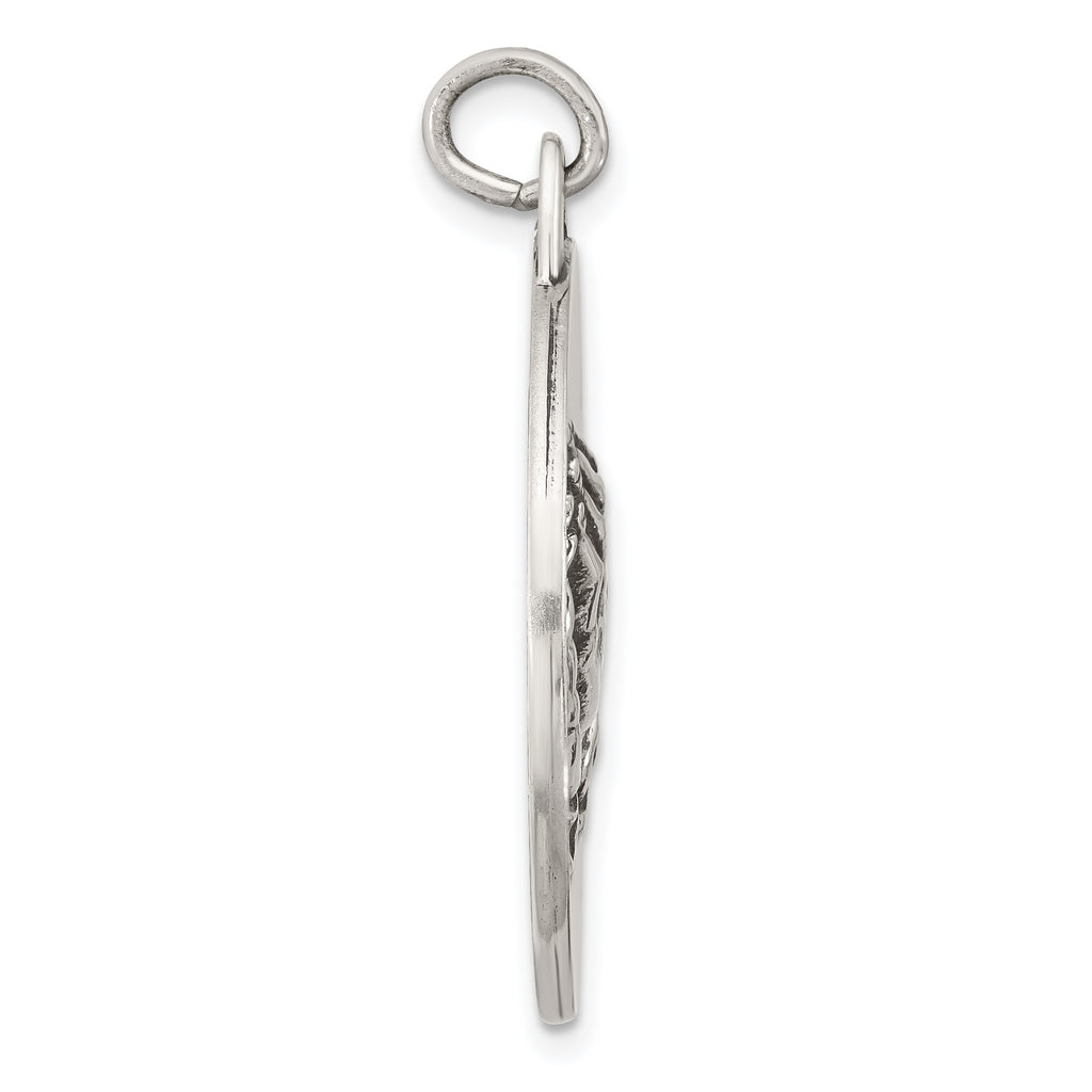 Sterling Silver Antiqued Solid Praying Hands Serenity Prayer Pendant