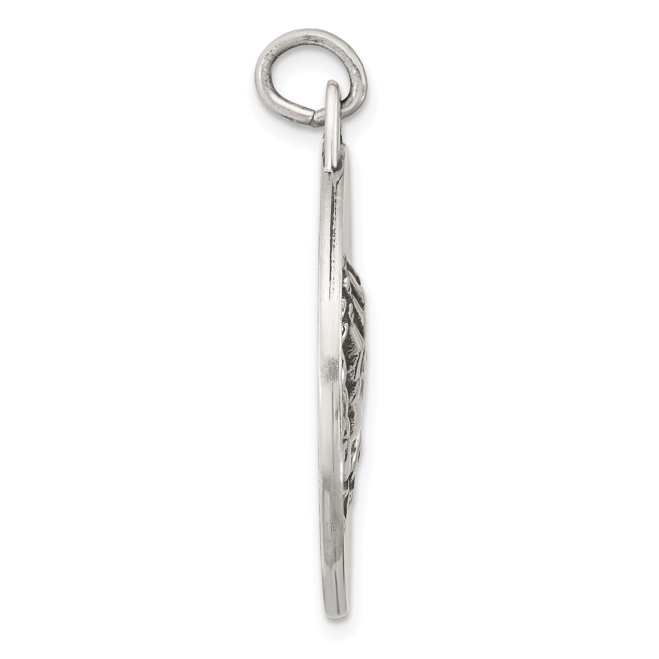 Sterling Silver Antiqued Solid Praying Hands Serenity Prayer Pendant