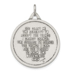 Sterling Silver Antiqued Solid Praying Hands Serenity Prayer Pendant