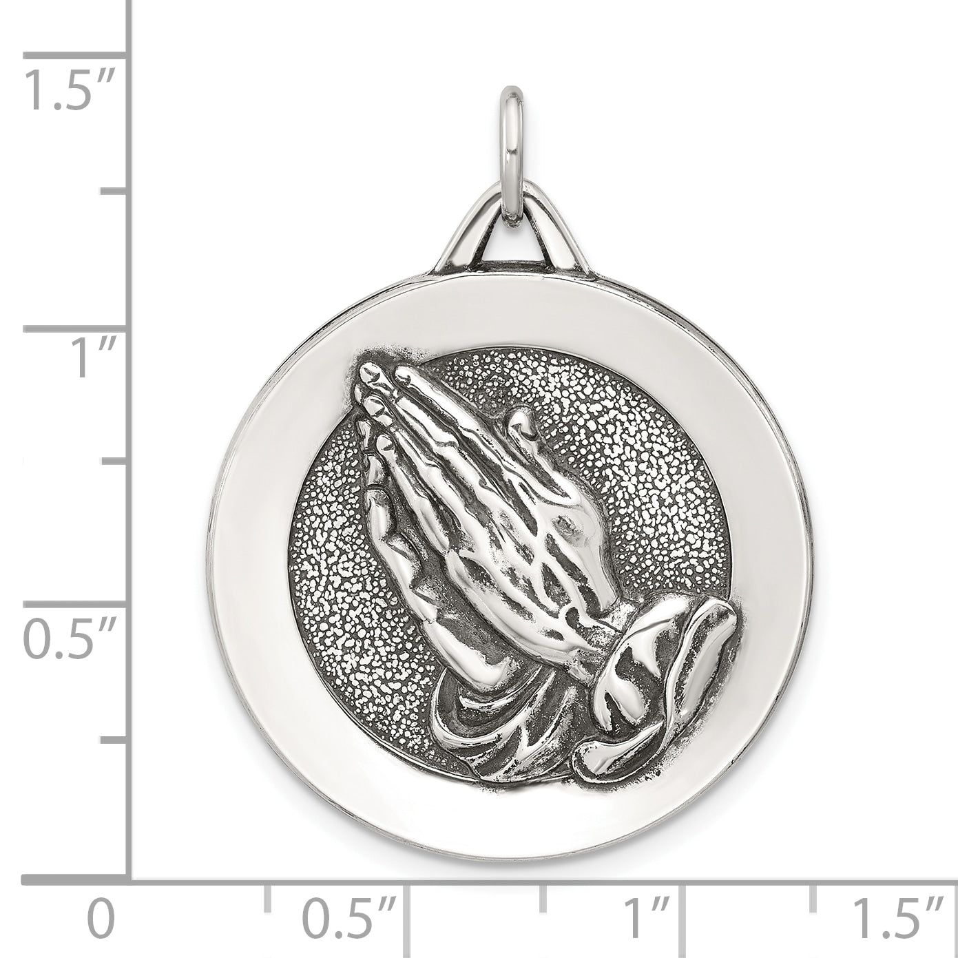Sterling Silver Antiqued Solid Praying Hands Serenity Prayer Pendant