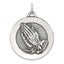 Sterling Silver Antiqued Solid Praying Hands Serenity Prayer Pendant