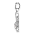 Sterling Silver Rhodium-plated Heart CZ Angel Pendant