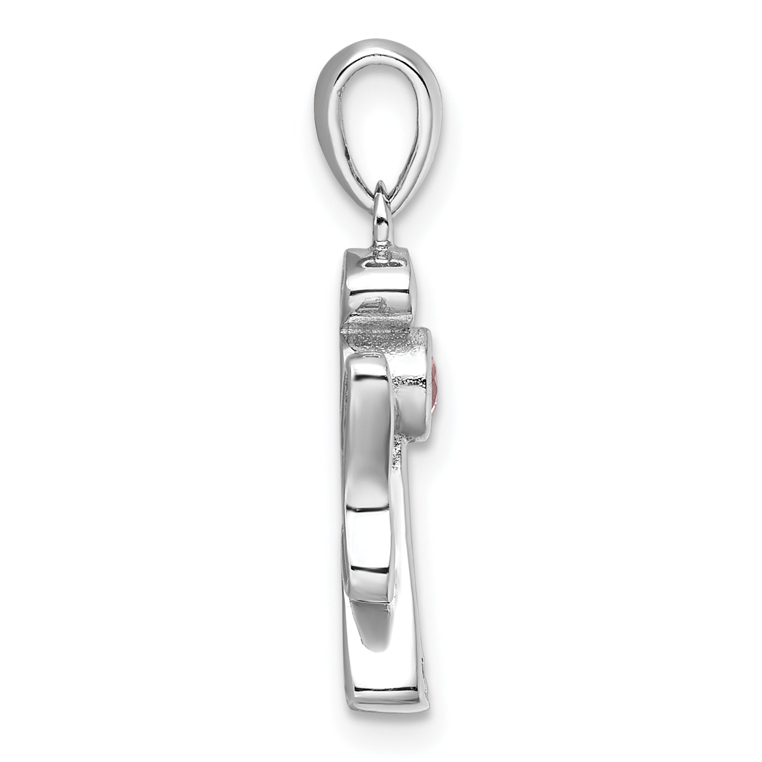 Sterling Silver Rhodium-plated Pink and Clear CZ Angel Pendant Secondary image