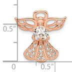 Sterling Silver Rose Gold-plated CZ Angel Chain Slide Pendant