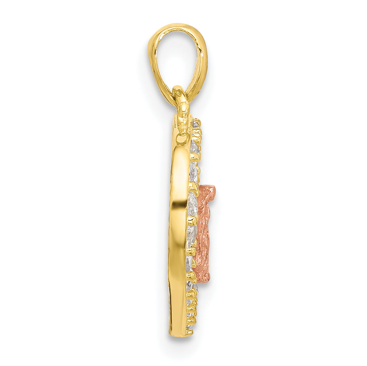 Of Guadalupe Heart Pendant in Gold-Tone Sterling Silver with Cubic Zirconia Secondary image
