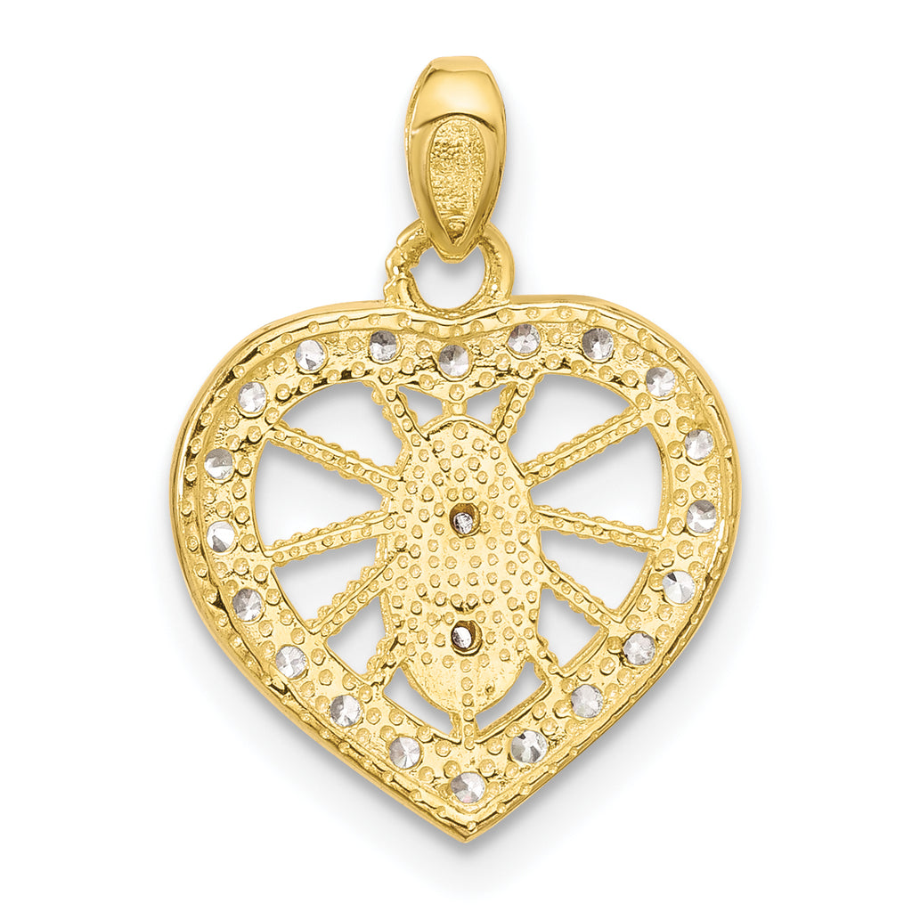 SS Gold and Rose-tone CZ Our Lady of Guadalupe Heart Pendant