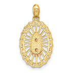 SS Gold and Rose-tone CZ Our Lady of Guadalupe Oval Pendant