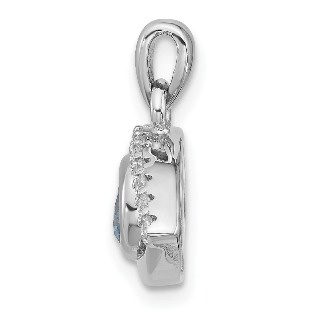 Sterling Silver Rhodium-plated Blue Zircon and CZ Evil Eye Pendant Secondary image
