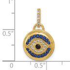 SS Gold-tone Black Rhodium CZ and Nano Crystal Evil Eye Pendant