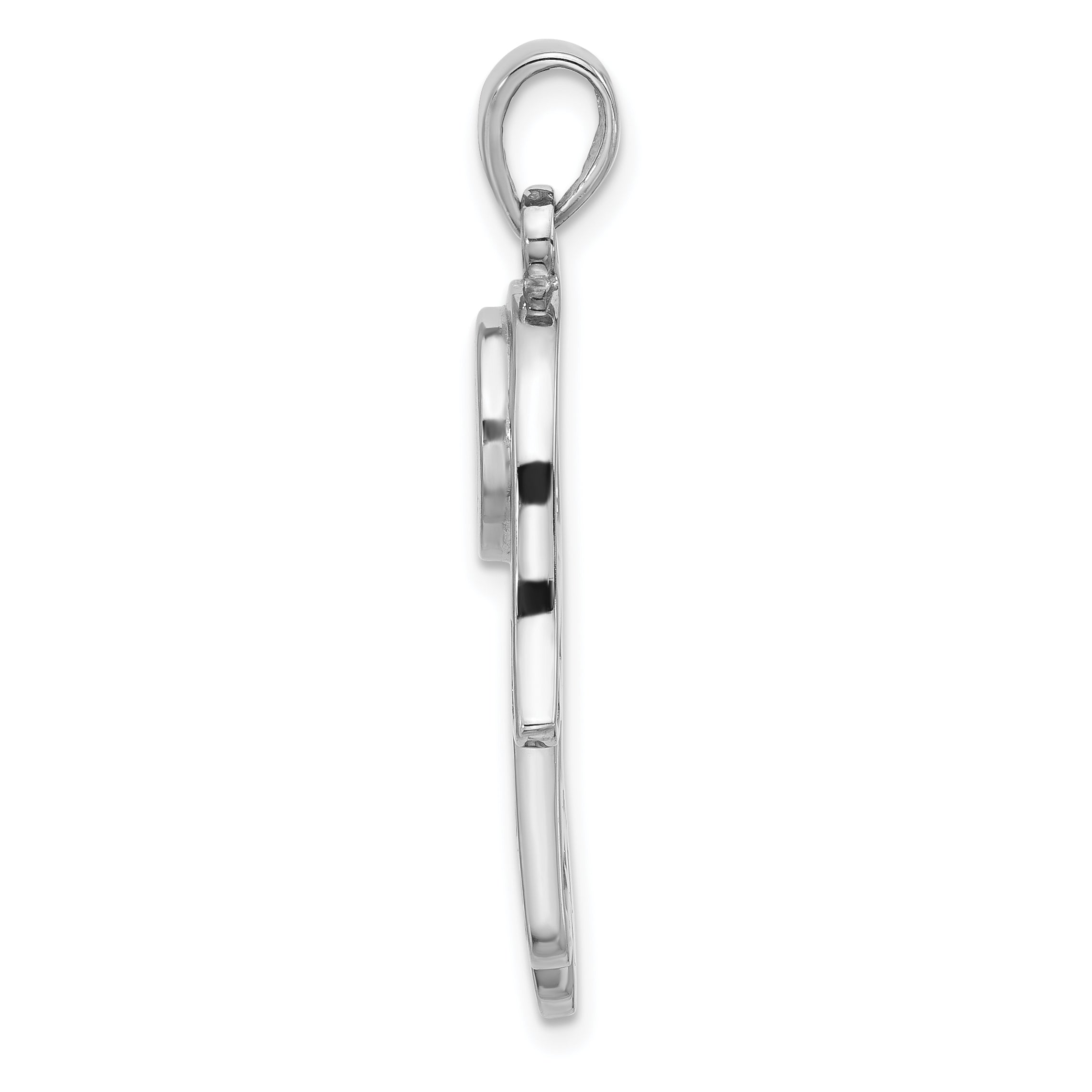 Sterling Silver Rhodium-Plated Polished Mother of Pearl Hamsa Pendant Secondary image