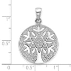 Sterling Silver Rhodium-Plated Polished Star of David in Tree Round Pendant