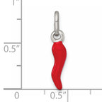 Sterling Silver Red Enamel Italian Horn Pendant