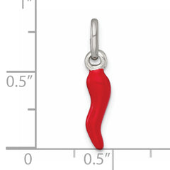 Sterling Silver Red Enamel Italian Horn Pendant