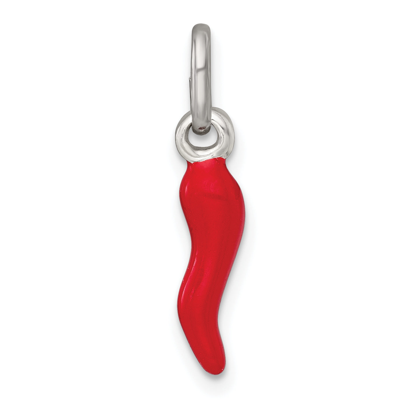 Sterling Silver Red Enamel Italian Horn Pendant Main image