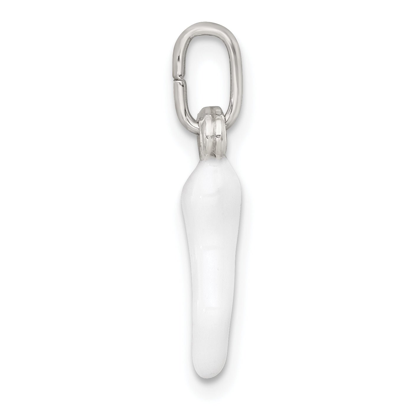 Sterling Silver White Enamel Italian Horn Pendant