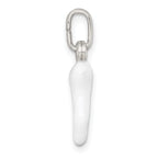 Sterling Silver White Enamel Italian Horn Pendant