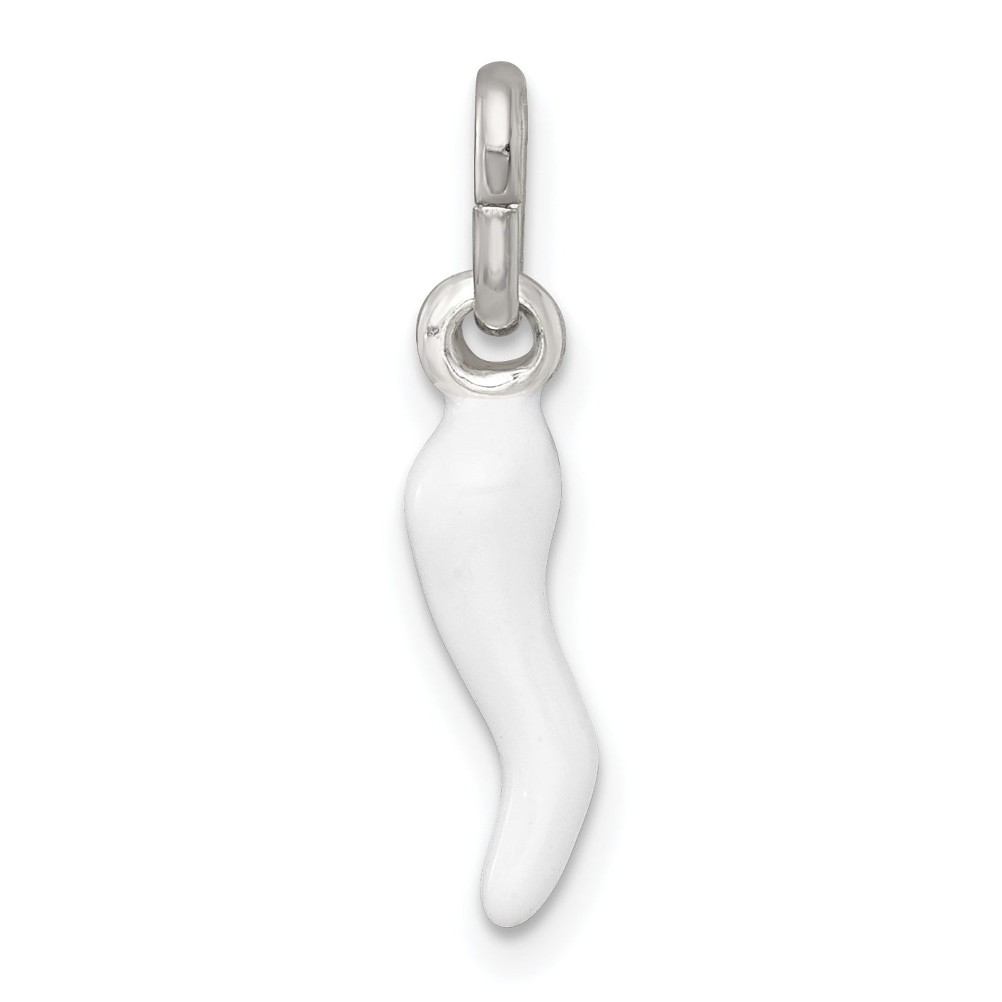 Sterling Silver White Enamel Italian Horn Pendant