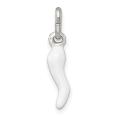 Sterling Silver White Enamel Italian Horn Pendant
