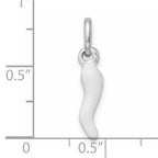 Sterling Silver White Enamel Italian Horn Pendant