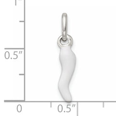 Sterling Silver White Enamel Italian Horn Pendant
