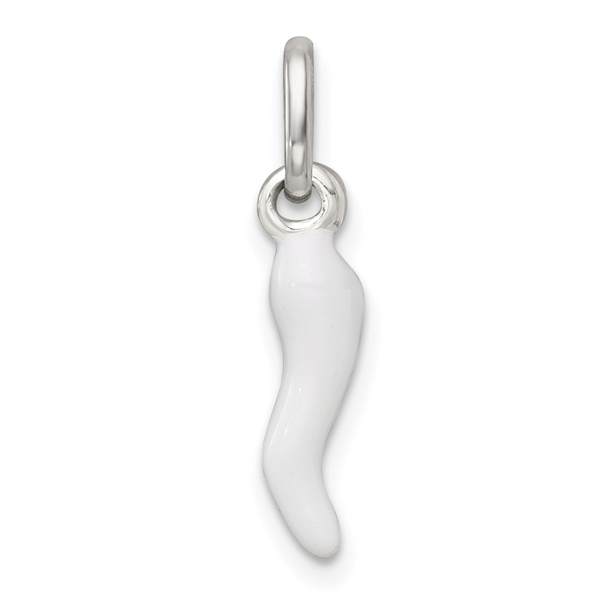 Sterling Silver White Enamel Italian Horn Pendant