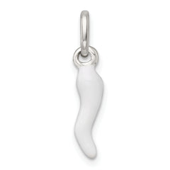 Sterling Silver White Enamel Italian Horn Pendant