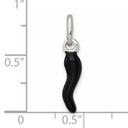 Sterling Silver Black Enamel Italian Horn Pendant