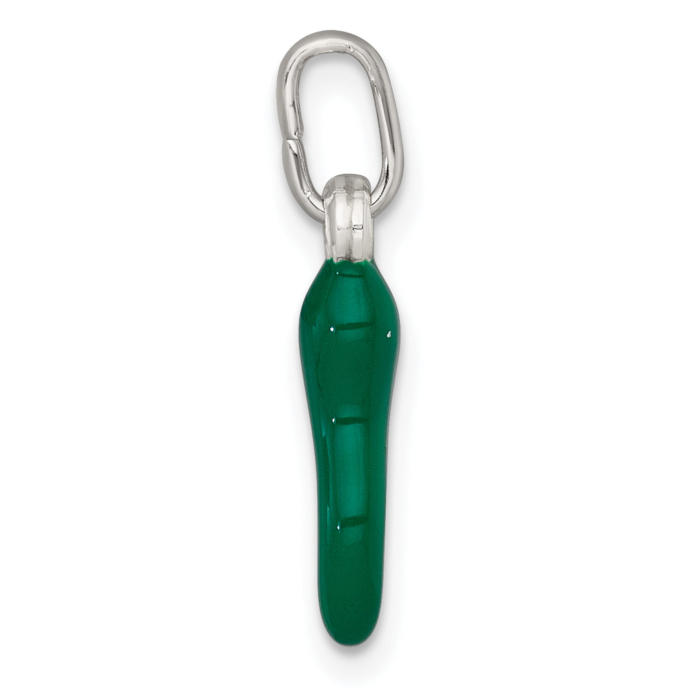 Sterling Silver Green Enamel Italian Horn Pendant Secondary image
