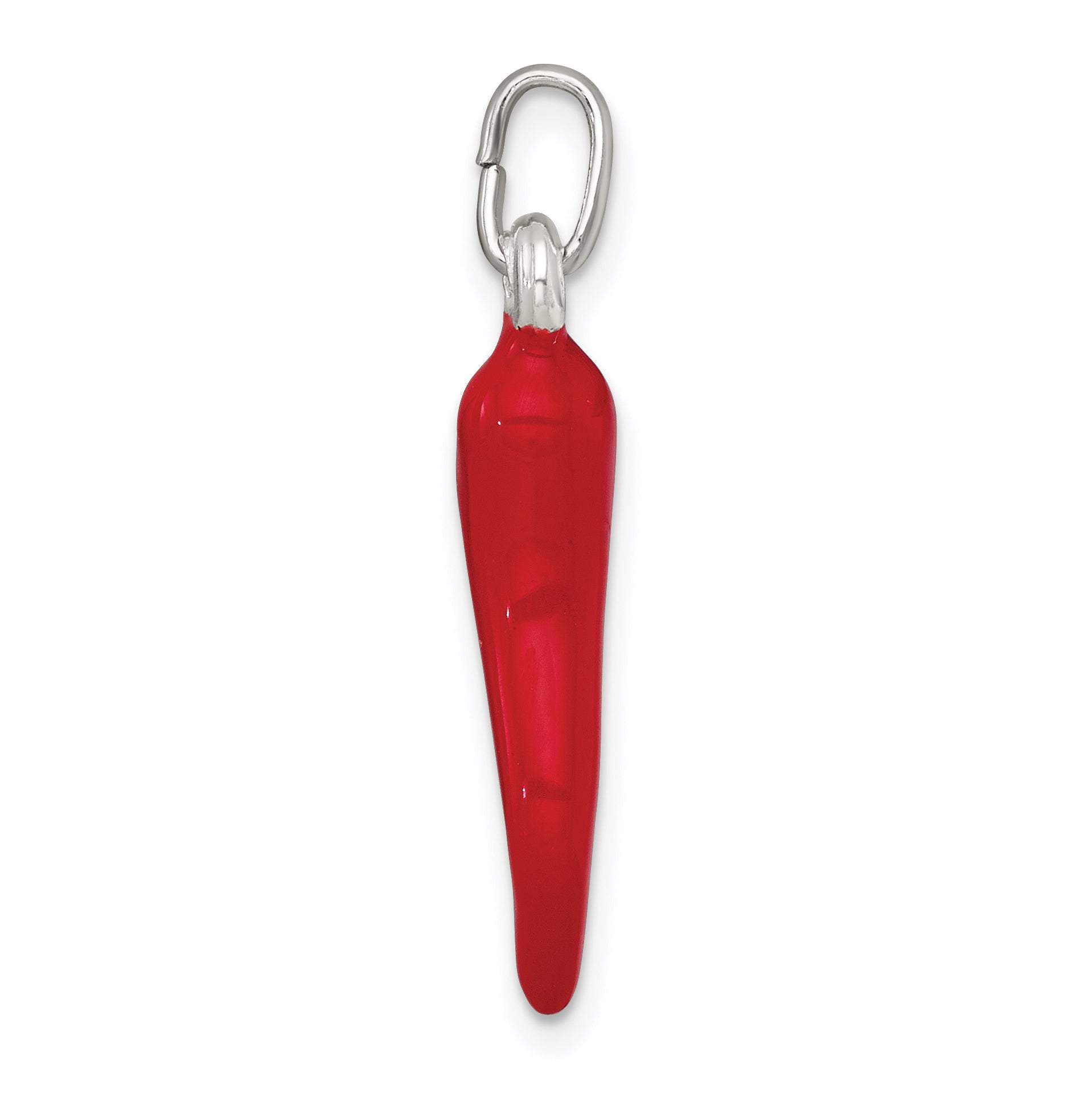 Sterling Silver Red Enamel Italian Horn Pendant