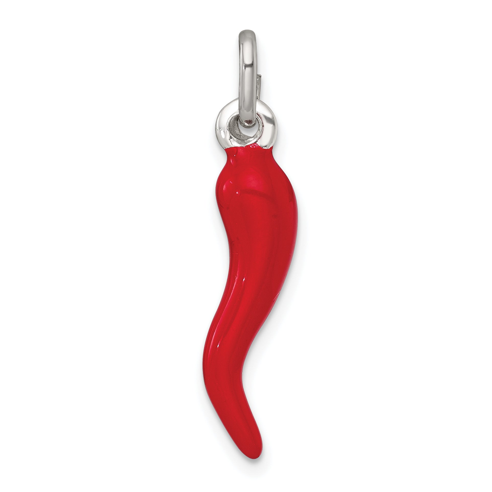 Sterling Silver Red Enamel Italian Horn Pendant Main image