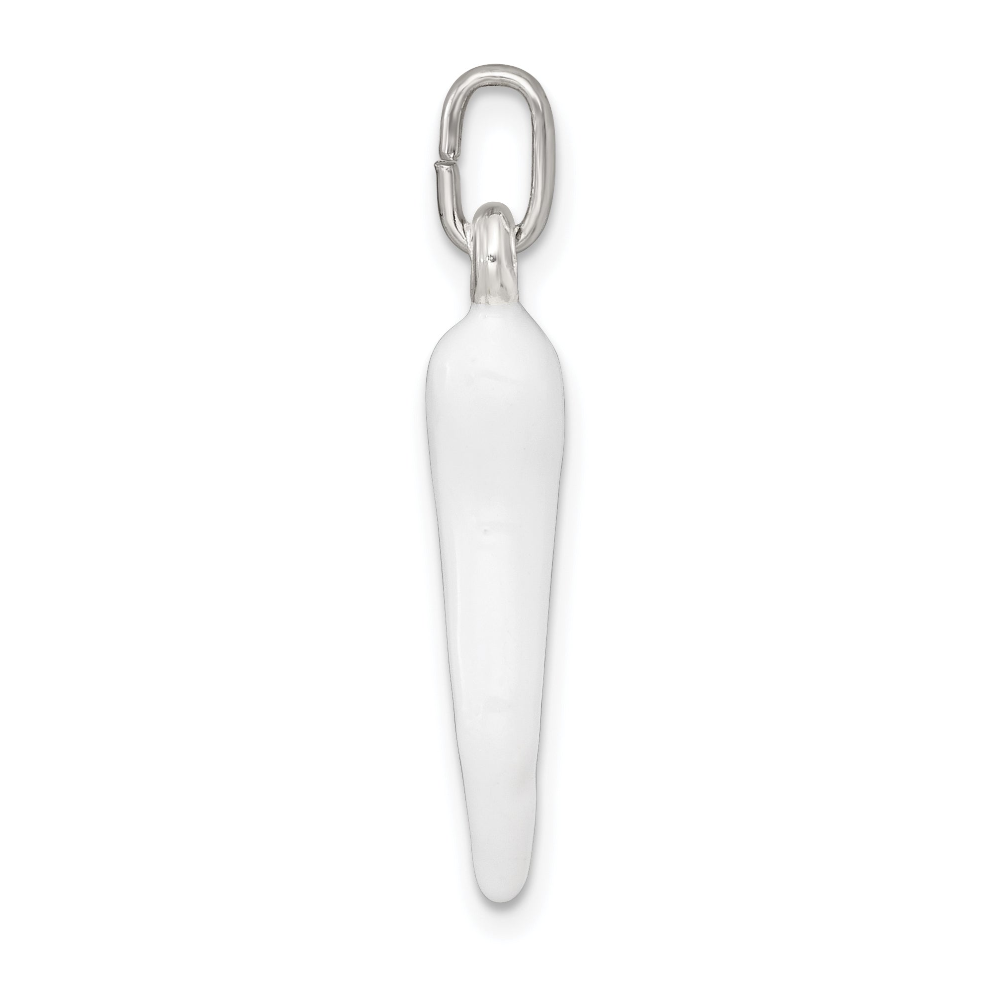 Sterling Silver White Enamel Italian Horn Pendant