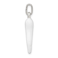 Sterling Silver White Enamel Italian Horn Pendant