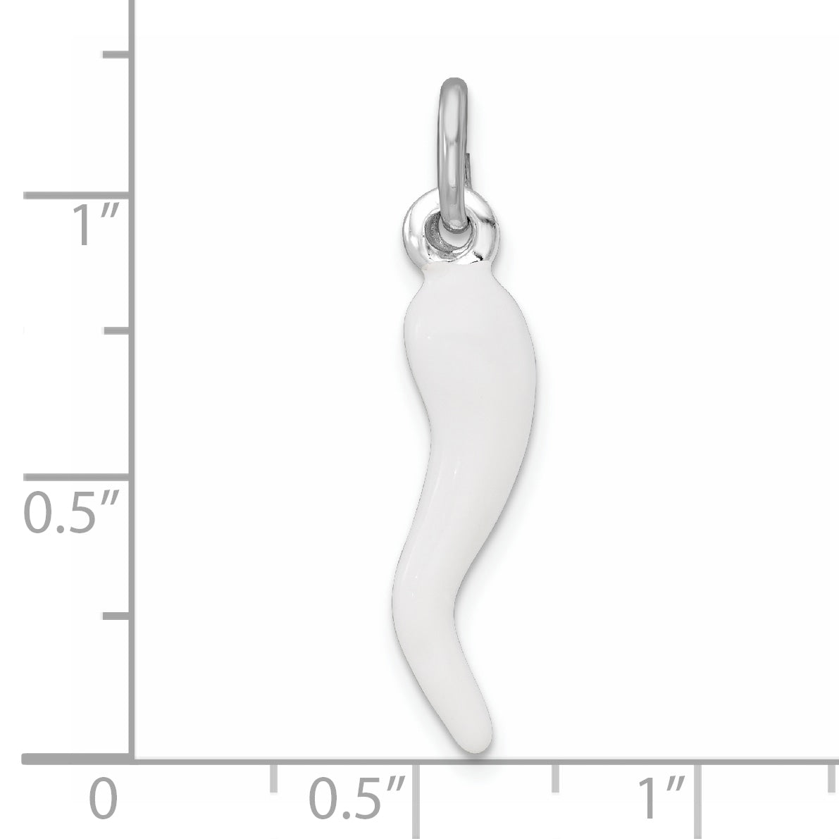 Sterling Silver White Enamel Italian Horn Pendant