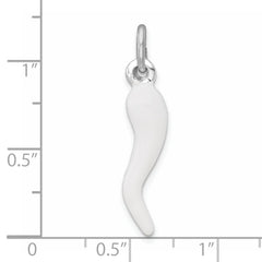 Sterling Silver White Enamel Italian Horn Pendant