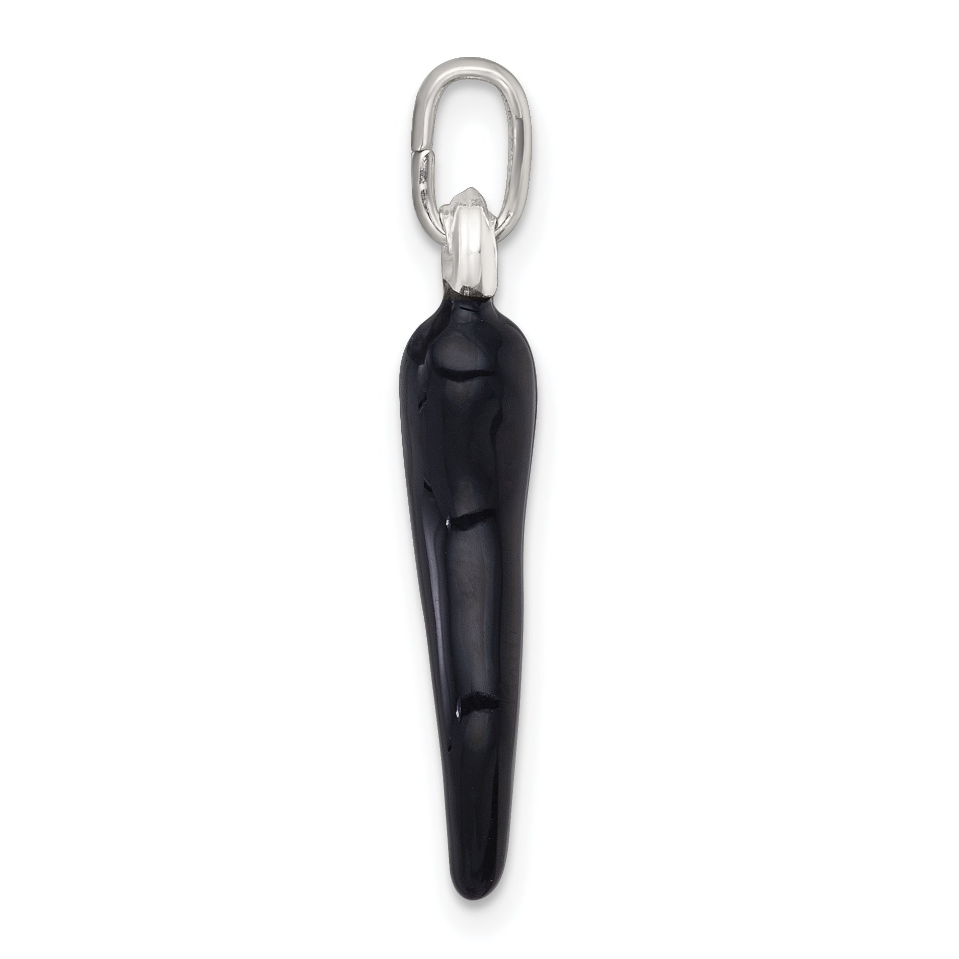 Sterling Silver Black Enamel Italian Horn Pendant Secondary image