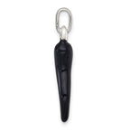 Sterling Silver Black Enamel Italian Horn Pendant