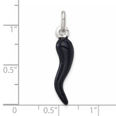Sterling Silver Black Enamel Italian Horn Pendant