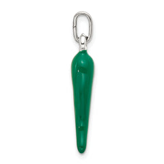 Sterling Silver Green Enamel Italian Horn Pendant