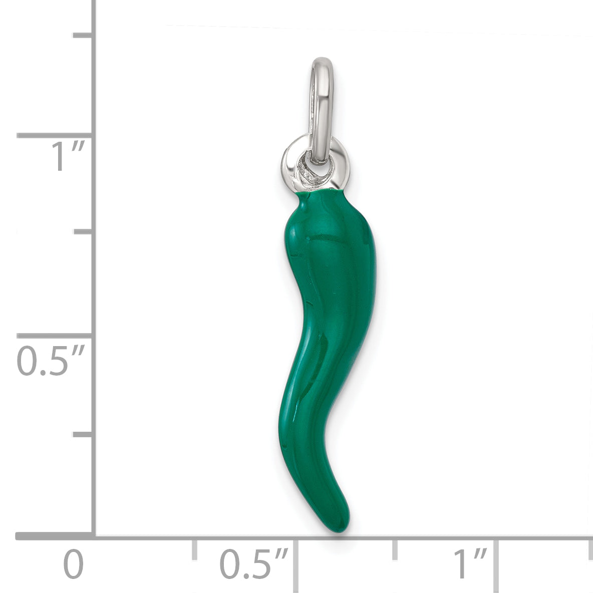 Sterling Silver Green Enamel Italian Horn Pendant