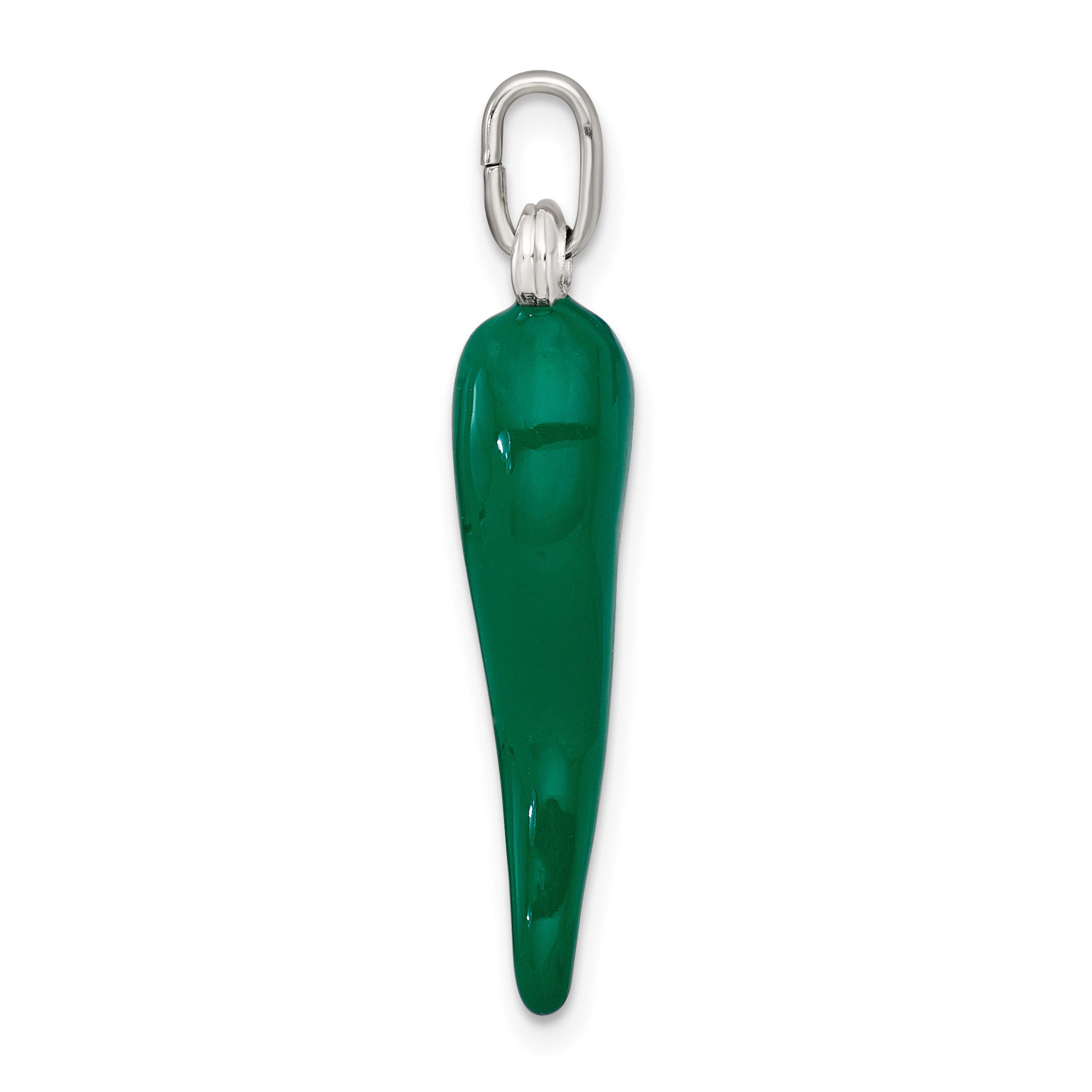 Sterling Silver Green Enamel Italian Horn Pendant