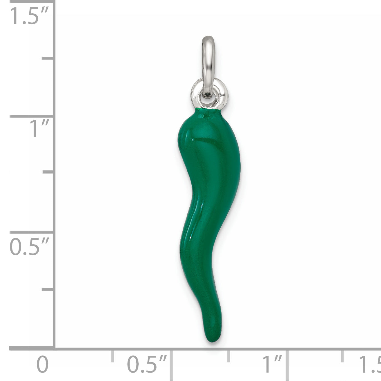 Sterling Silver Green Enamel Italian Horn Pendant