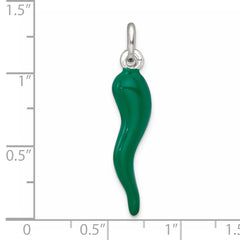 Sterling Silver Green Enamel Italian Horn Pendant