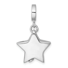 Sterling Silver Rhodium-plated Polished Star Ash Holder Bead/Pendant