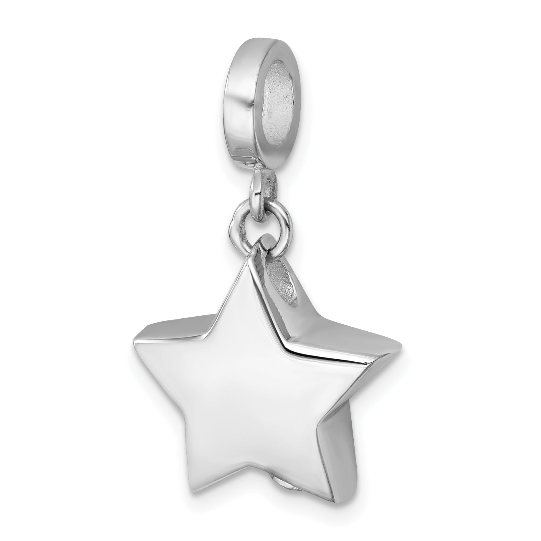 Sterling Silver Rhodium-plated Polished Star Ash Holder Bead/Pendant