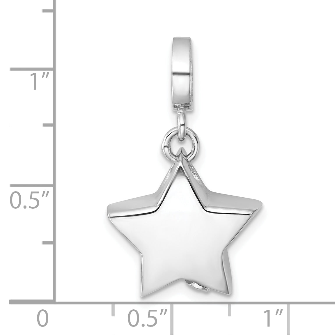 Sterling Silver Rhodium-plated Polished Star Ash Holder Bead/Pendant