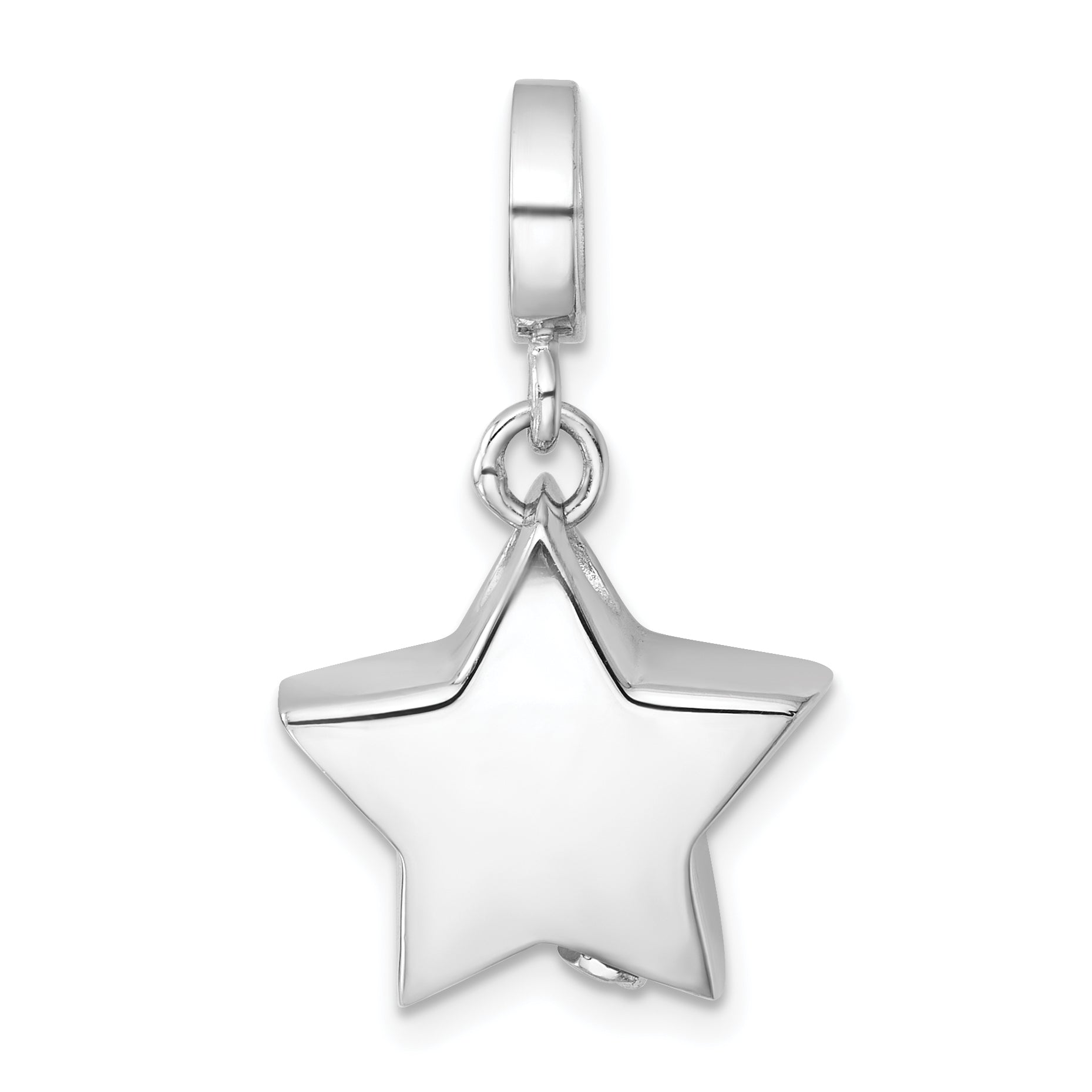 Sterling Silver Rhodium-plated Polished Star Ash Holder Bead/Pendant Main image