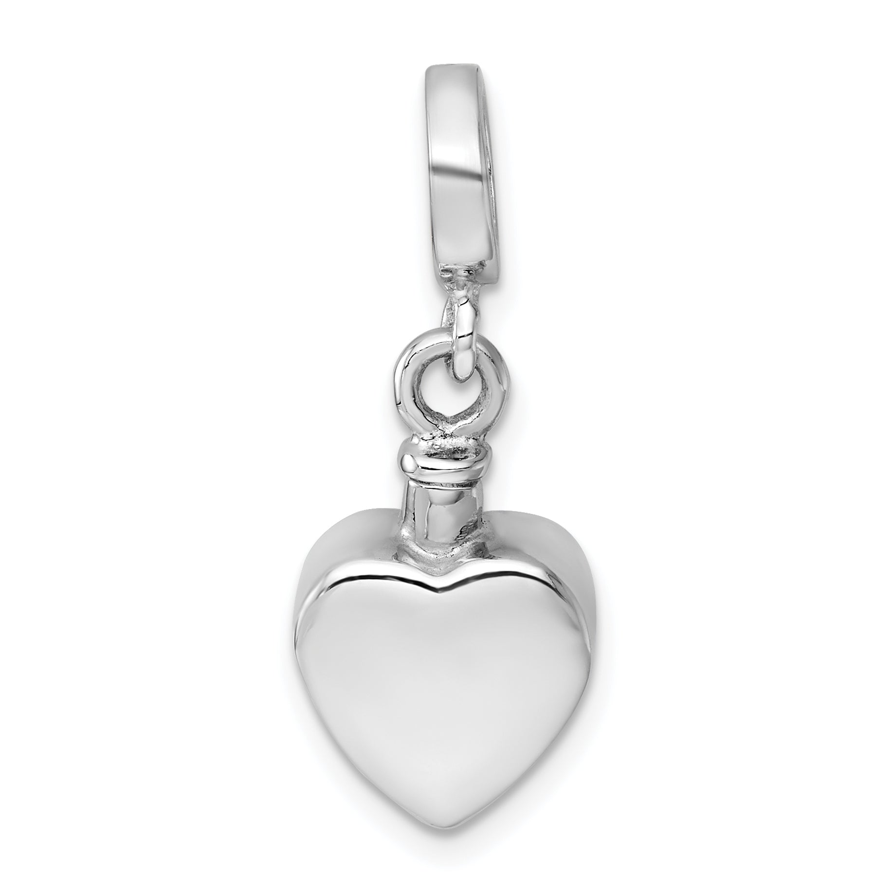 Sterling Silver Rhodium-plated Polished Heart Ash Holder Bead/Pendant Main image