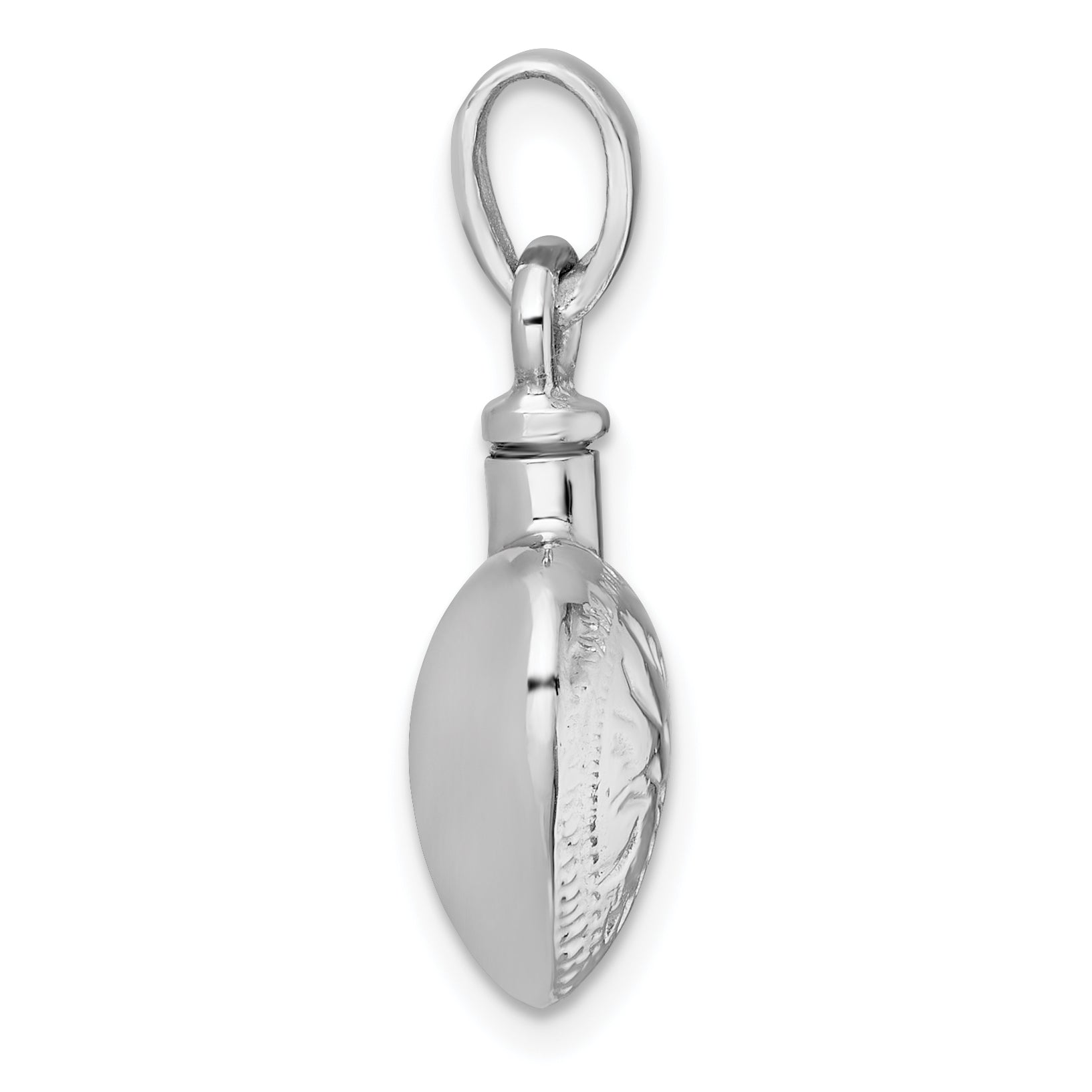 Sterling Silver Rhodium-plated Polished and Textured Heart with Leaves Ash Holder Pendant Secondary image